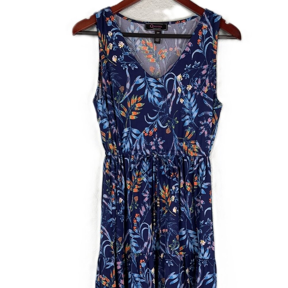 C. Wonder Christian Siriano Navy Floral Sleeveless Maxi Dress XSP